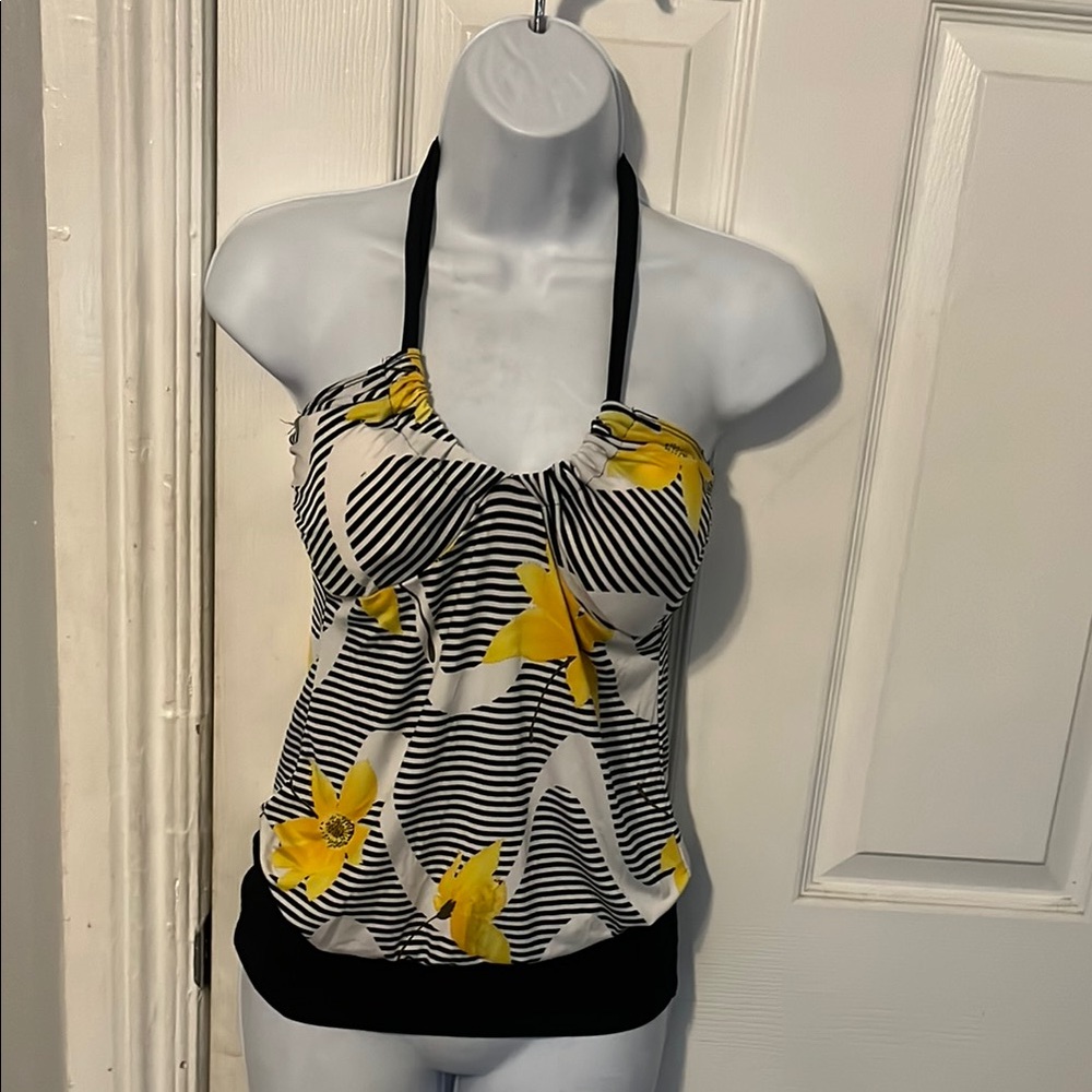 Vintage Body Central Black and White Halter Tank Top